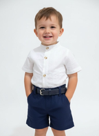 Conjunto Bermuda C/ Cinto Azul