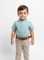 Conjunto Calça C/ Camisa Verde + Cinto Marrom