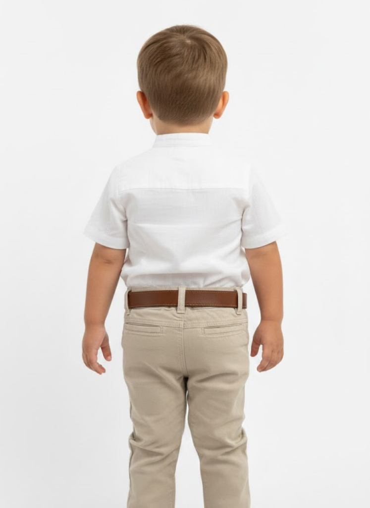 Conjunto Calça C/ Camisa Branca + Cinto Marrom