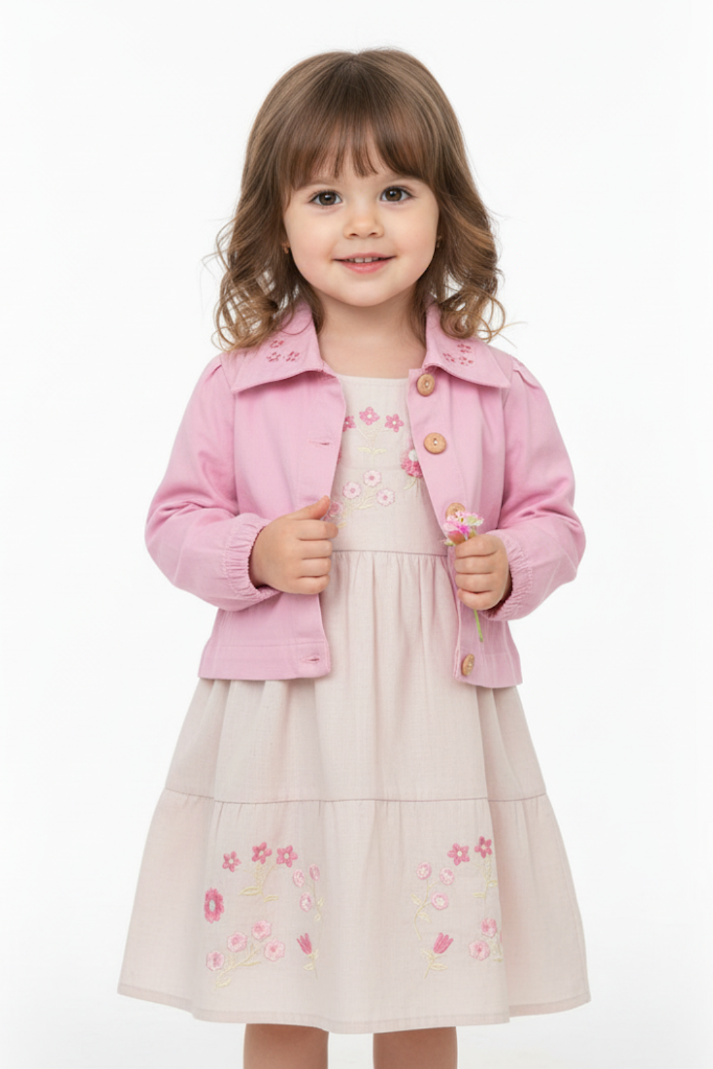 Vestido Lara Rosa com Jaquetinha